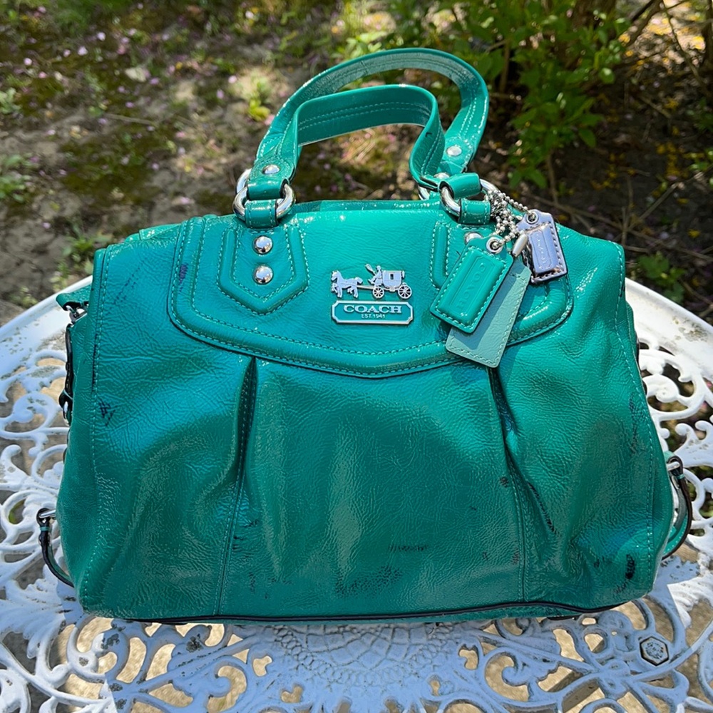 COACH ASHLEY JADE LEATHER SATCHEL PURSE BAG